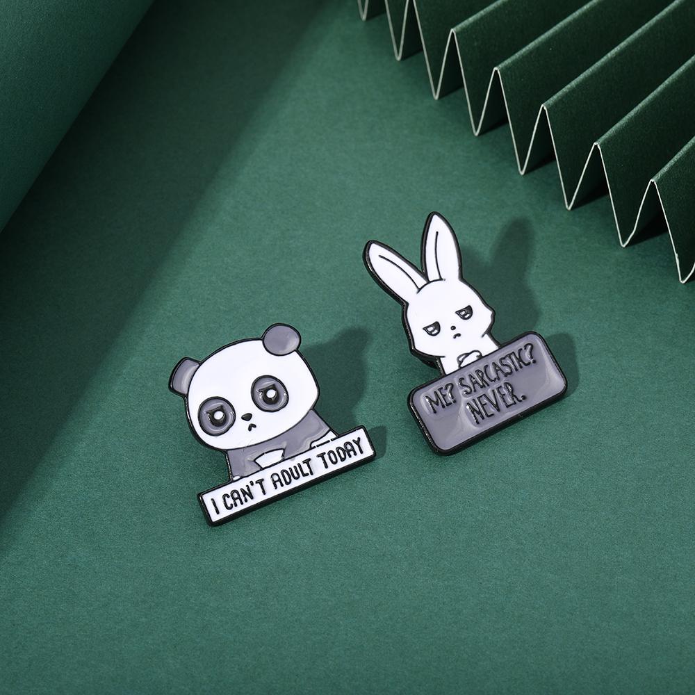 6Styles Goth Darkness Weave Brain Enamel Brooches Ticker Knife Panda Rabbit Sarcastk?Never Shaped Pins Ghost Coffee Heart Badge