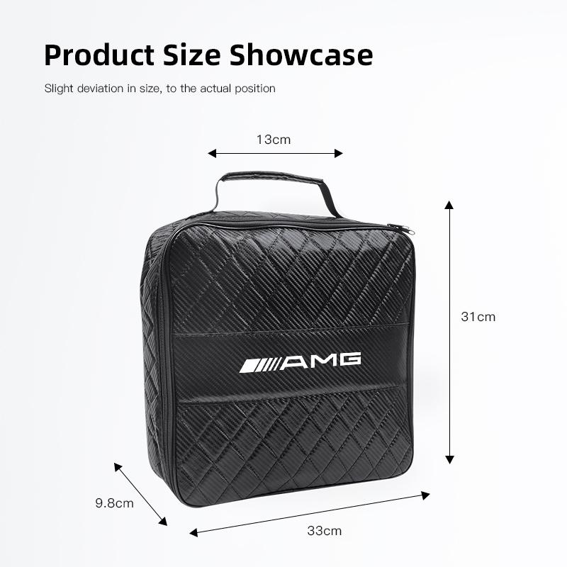 For Mercedes Benz AMG A B C E G CLA W211 W203 W204 C260 E300L A200L Car Leather Storage Bag High-capacity Auto Trunk Handbag