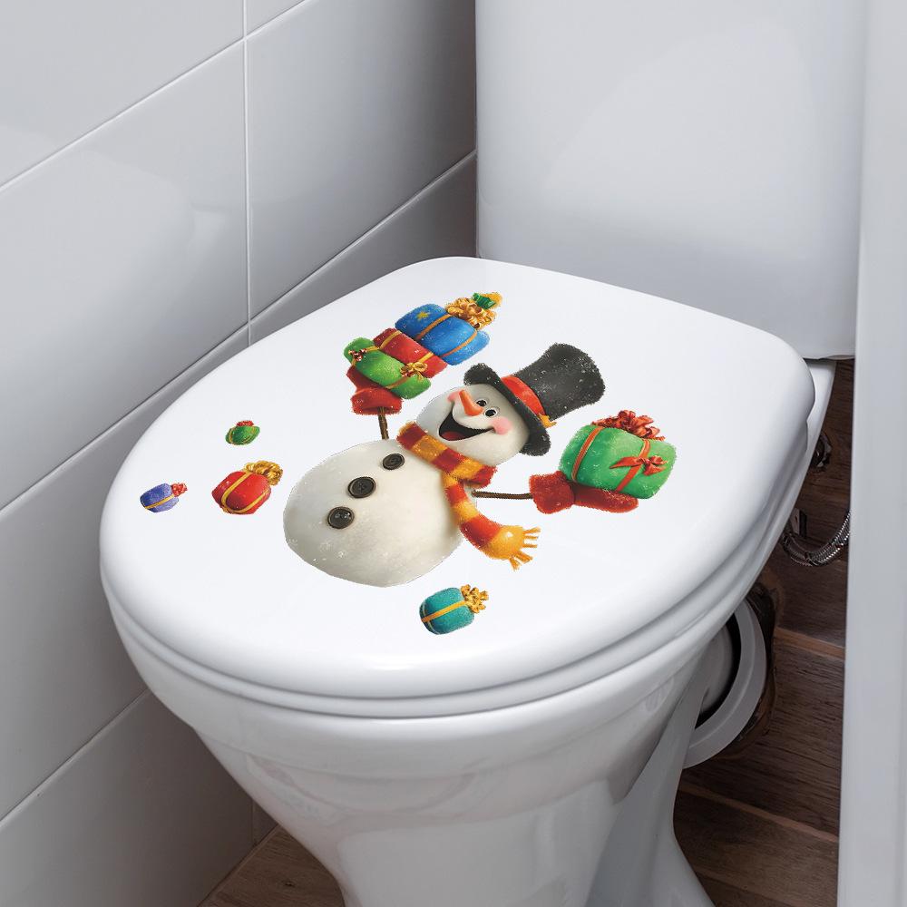 Painted Funny Snowmen As Gifts, Bathroom and Toilet Decoration and Beautification Stickers