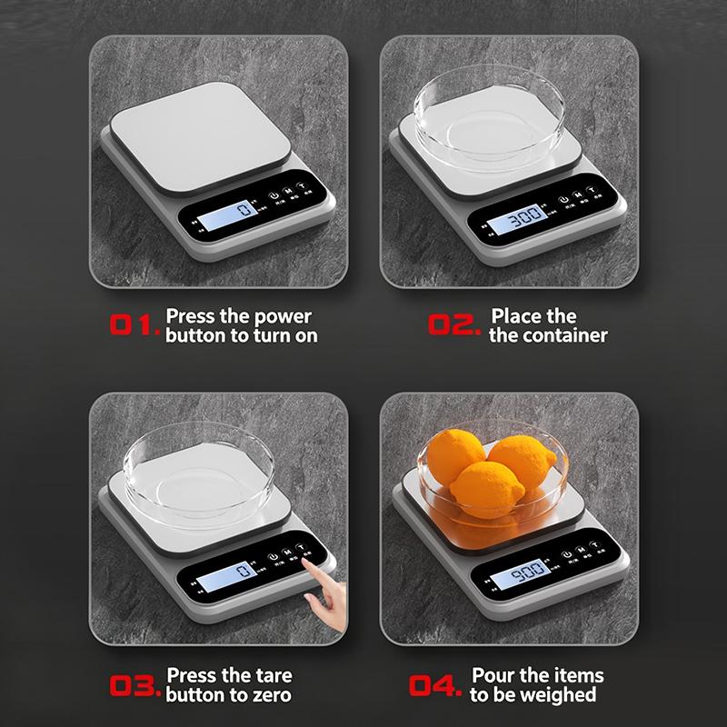 10Kg Kitchen Scale Baking Gram Weight Scales Lcd Display Rechargeable Electronic Table Scale Personal Healthy Diet Food Scale