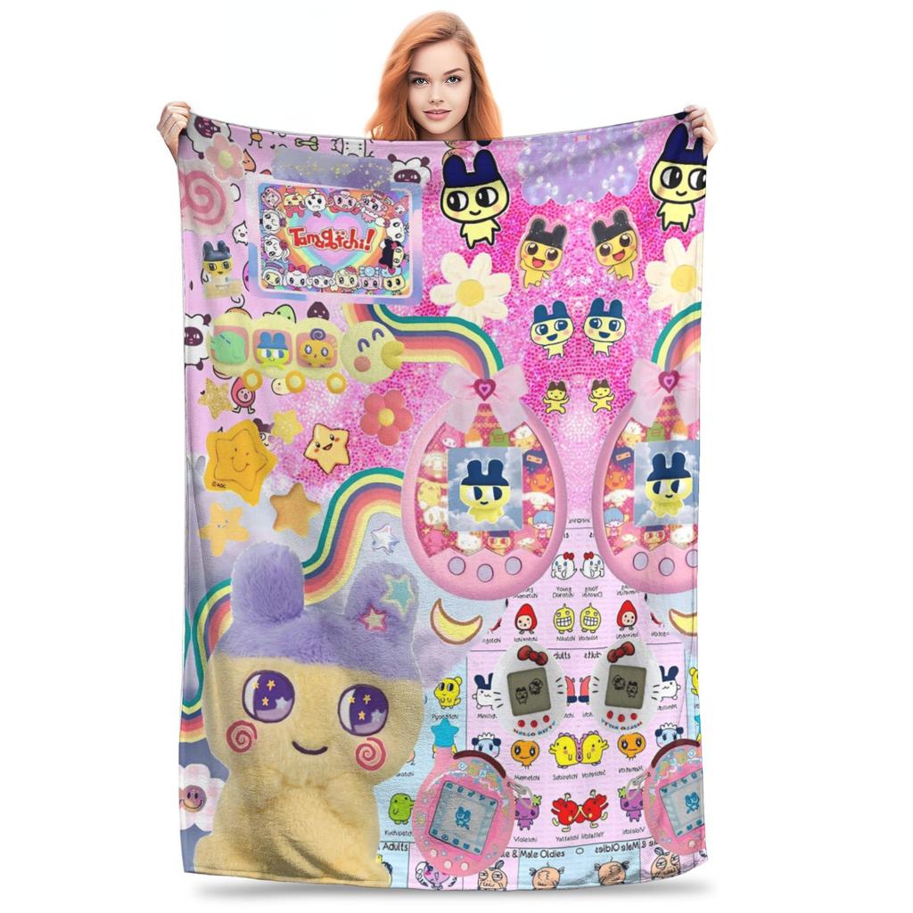 Japanese Tamagotchis Super Warm Blanket  Kids Adult Plush Throw Blanket Novelty Couch Chair Flannel Bedspread Sofa Bed Cover