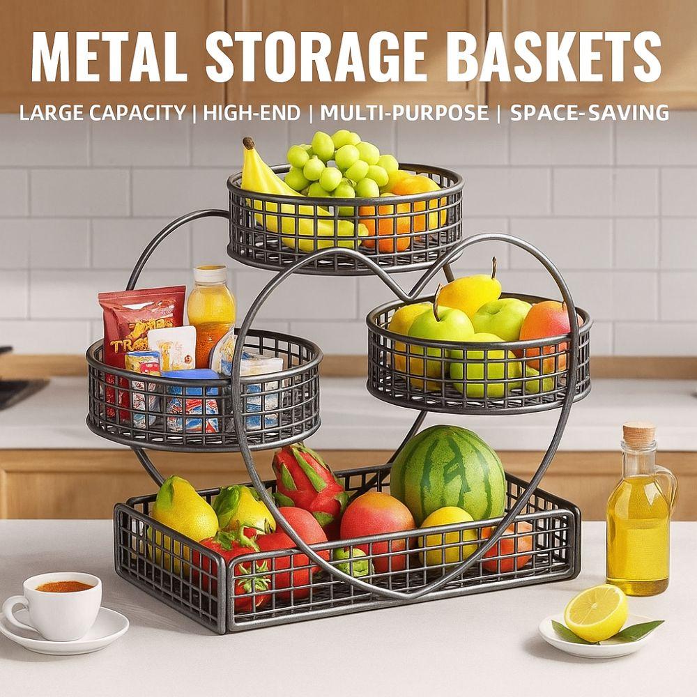 Metal Kitchen Storage Rack 3Tier Vegetable Seasoning Rack Luxury Fruit Basket Rack Home