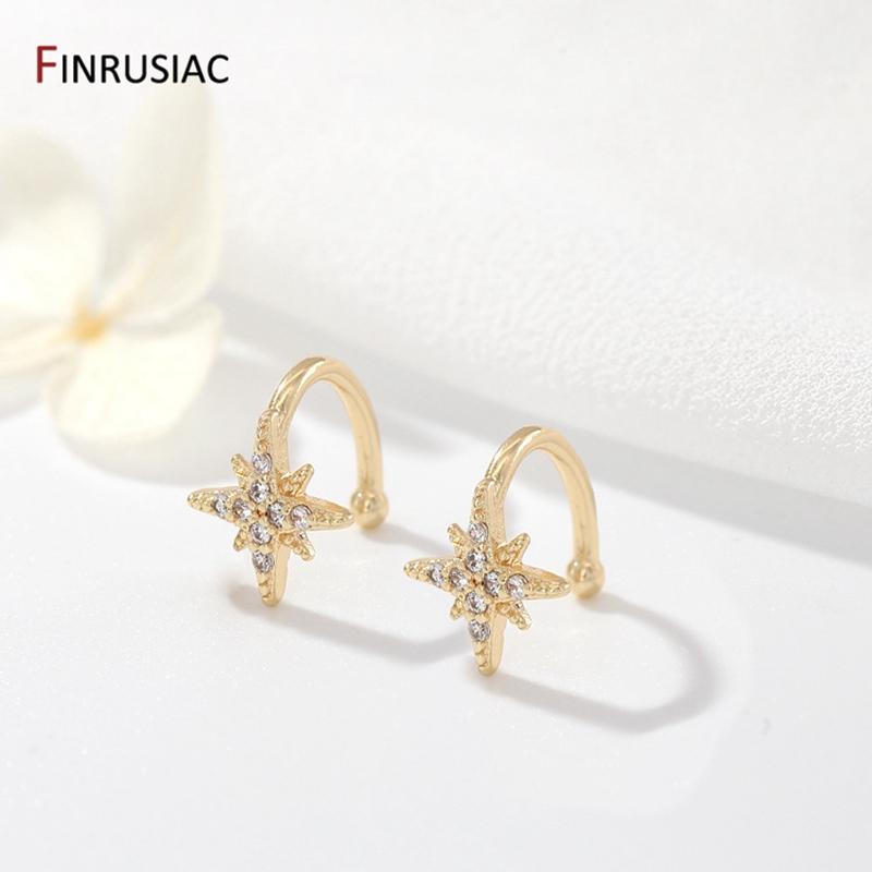 

New Simple 14K Gold Plated Brass Ear Clips Without Piercing For Women Ear Cuff Clip Earrings Wedding Jewelry Party Gift