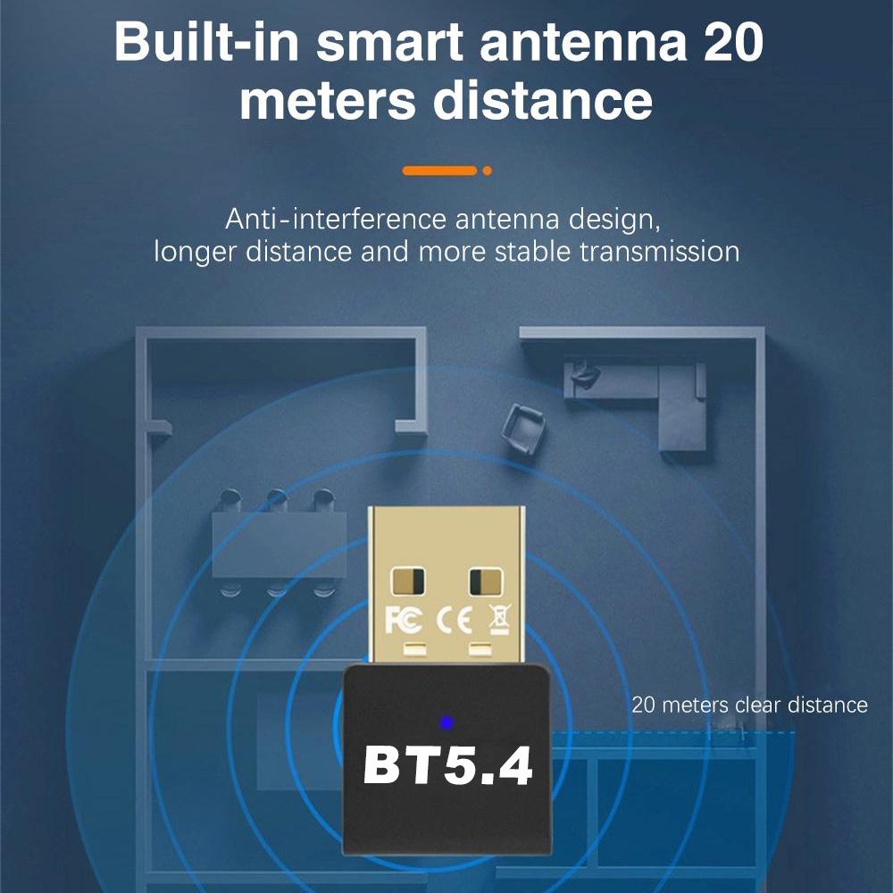 Bluetooth 5.4 Adapter USB Bluetooth 5.3 for PC Dongle Adaptor Wireless Mouse Keyborad Music Audio Receiver USB Transmitter