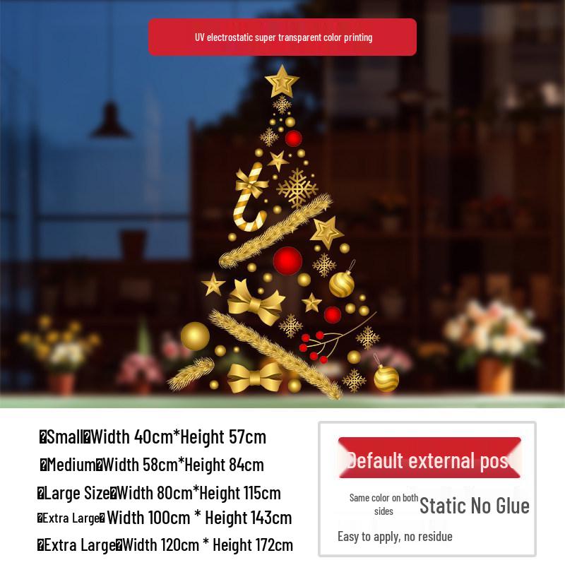 2026 New Year Electrostatic Glass Stickers for Christmas Tree and Shop Windows