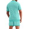 2-Piece Summer Outfit for Men - Breathable Mesh Shirt with Lapel Collar and Button Details,Matching Semi-Transparent Shorts with