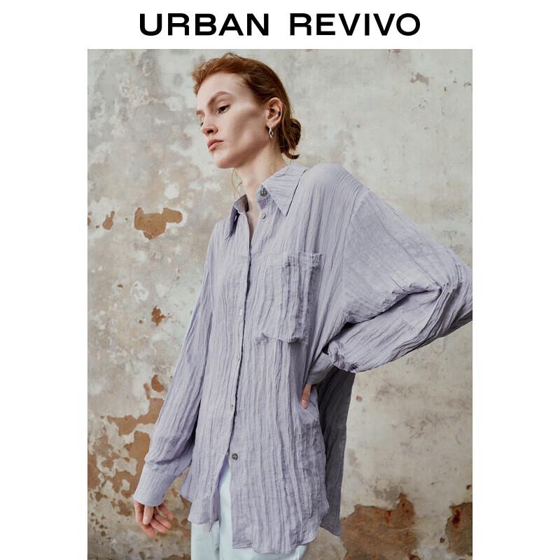 UR 2024 Autumn French Pleated Long-Sleeve Shirt S