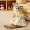 Cute Pet Princess Dress Breathable Ice Silk Cat Dog Clothes With Traction Ring