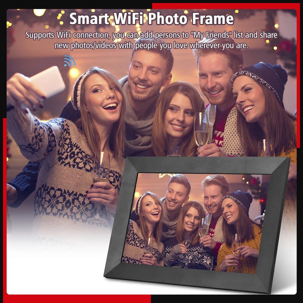 Andoer 10.1 Inch Smart WiFi Photo Frame Digital Picture Frame HD IPS Touch-screen 1280*800 Photo 1080P Video 16GB Storage
