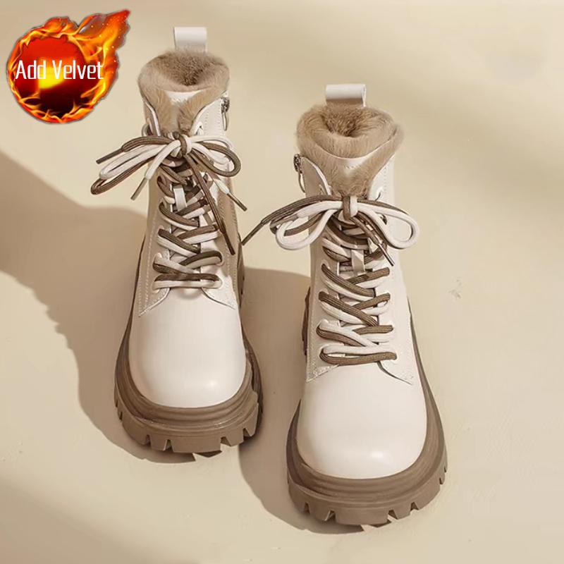 

Fashion Non Slip Combat Chunky Lace-up Snow Boots for Women Biker 2025 New In Trend Comfortable and Elegant Woman Shoes Work Chic Boot 40