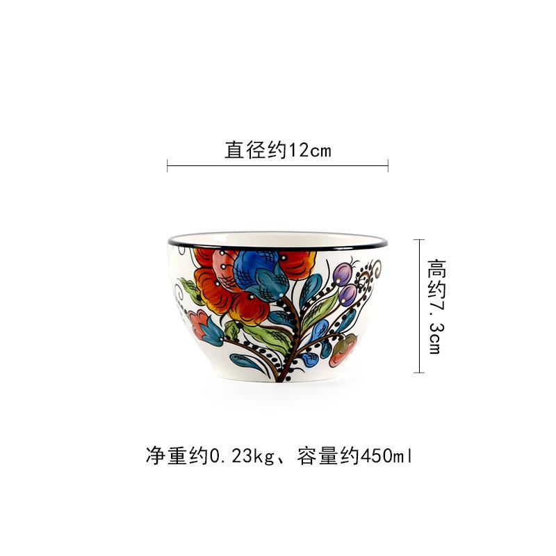 Creative Bohemian Style Tableware, Soup Bowls, Hand-painted Ceramic Plates, Salad Bowls, Irregular Plates, Household Rice Bowls