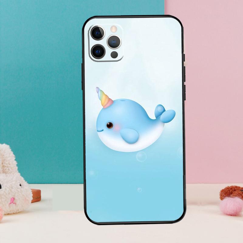 Cute Sea Narwhal Quotes Phone Case For iPhone 17 Air 16 15 14 13 12 11 Pro Max 12 13 Mini 15 16 Plus 16e Cover Coque