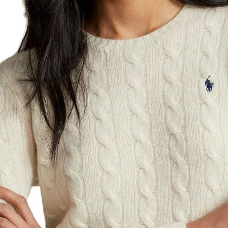Polo Ralph Lauren Logo Embroidered Crew Neck Sweater Women sweater Off-White 211910421-001