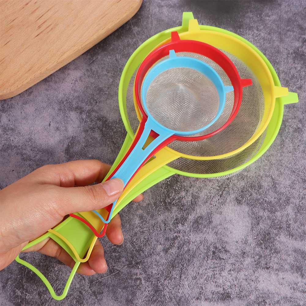 4Pcs/Set Plastic Scoop Strainer Fine Mesh Juice Filter Kitchen Tool Colander  Tea