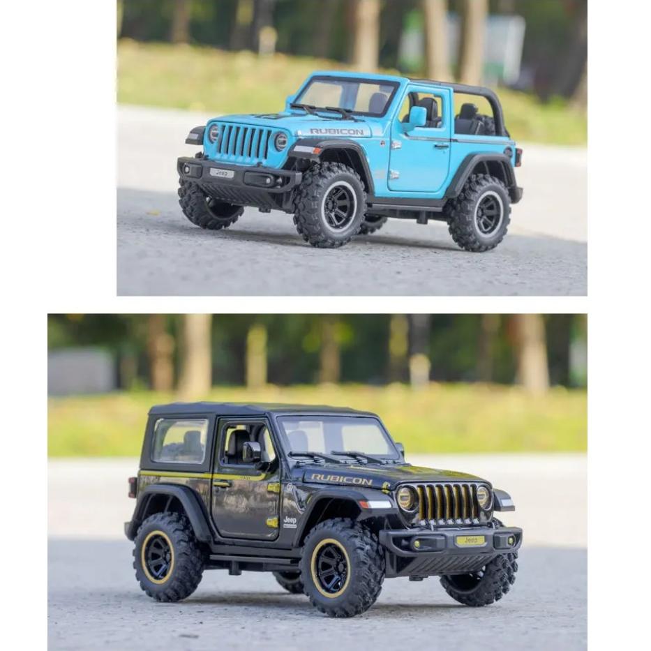 1/32 Scale Jeep Wrangler Rubicon Alloy Model Car Metal Diecast Collection Vehicle Simulation Sound & Light Toy for Kids Christmas Gift