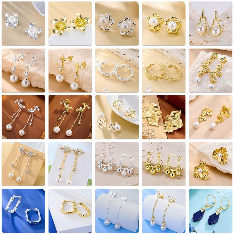 Elegant Pearl Earrings: New Chinese Style, Copper-Plated Silver with a Unique Gold Design
