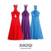 Fashion Style 2024 Autumn New Arrival Women's Stylish Small Pleated Hanging Collar Mid Length Long Length Dress 3564152