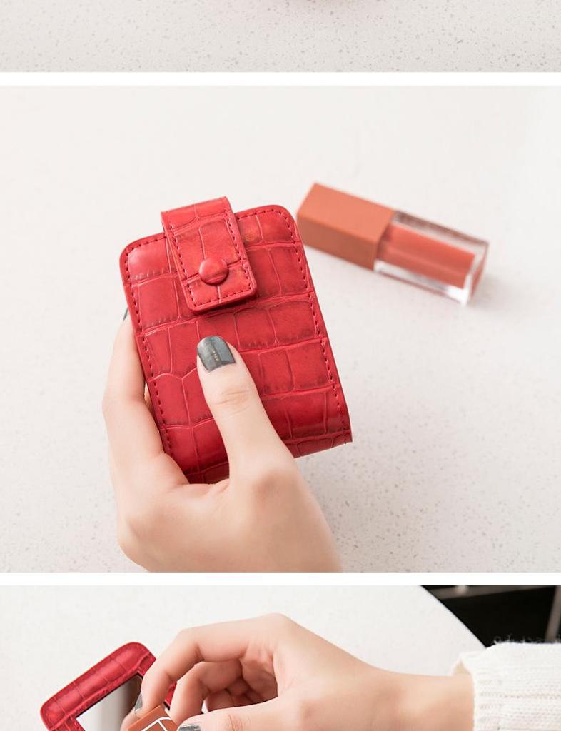 Xiangyin Tragbare Leder-Make-up-Tasche mit Spiegel für Damen
