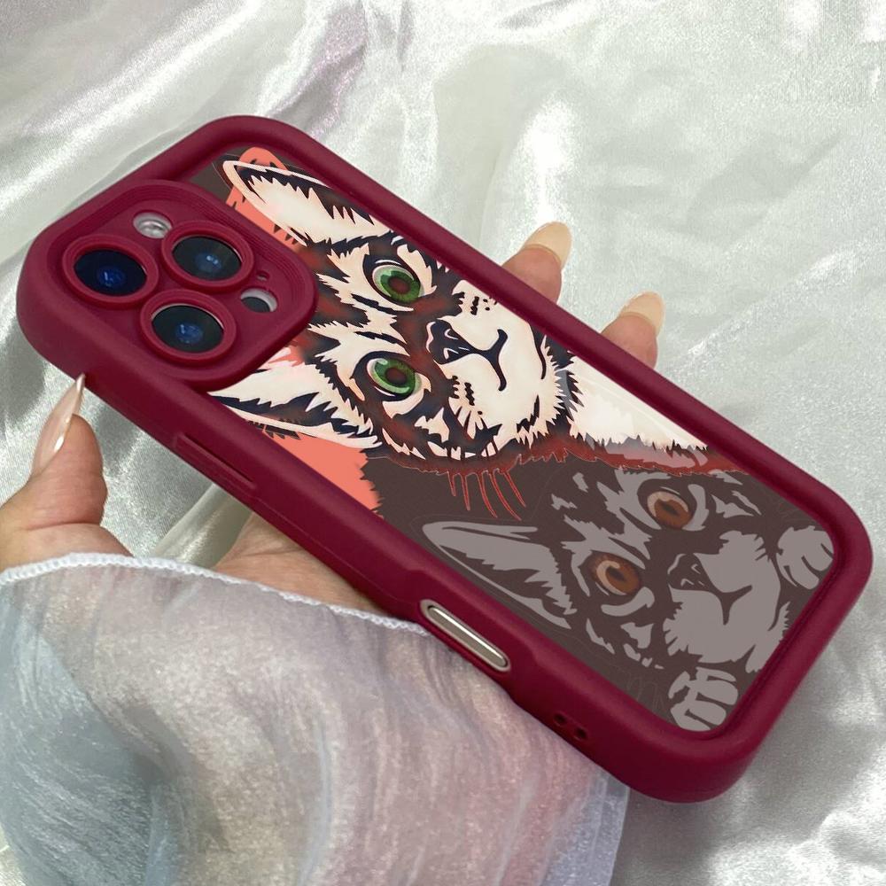JT429 Pop Art Cat with Heterochromia for iPhone 17 16 15 14 13 Pro Max Samsung S26 S25 Ultra A17 A07 A56 A16 Xiaomi 15T Redmi 15c Note 14 13 Soft Case