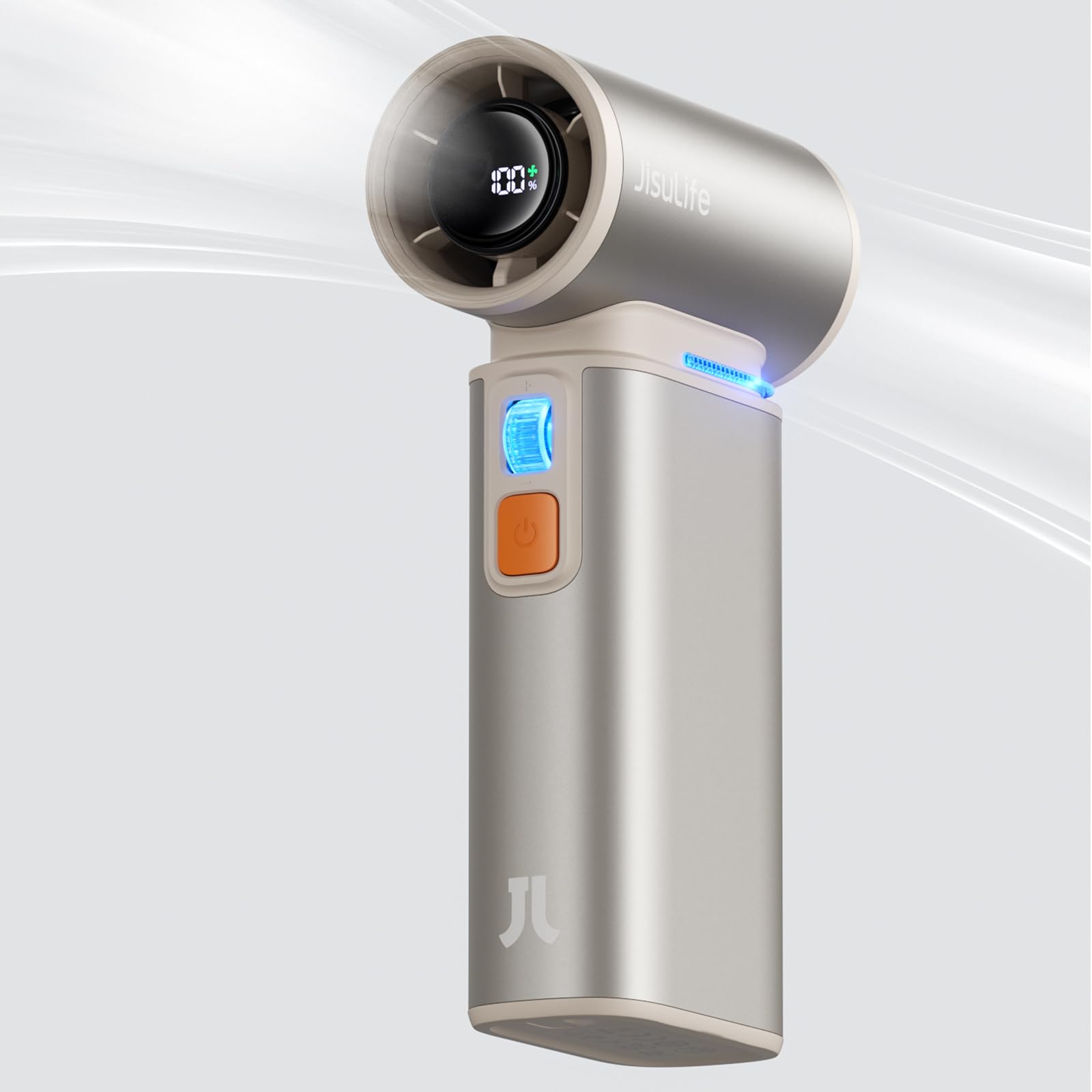 

JISULIFE Multifunctional Handheld Small Electric Air 9000mAh High Rechargeable Mini Jet Adjustable LED Super Handheld for and Car Washes 2-in-1 Fan,