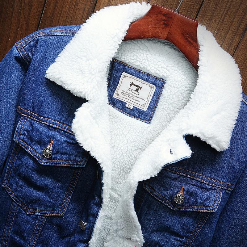 Jean Jacket Men Thick Streetwear Denim Bomber Jackets Coat Male Vintage Blue Men 'S Outwear Plus Velvet Single Breasted Windbreak