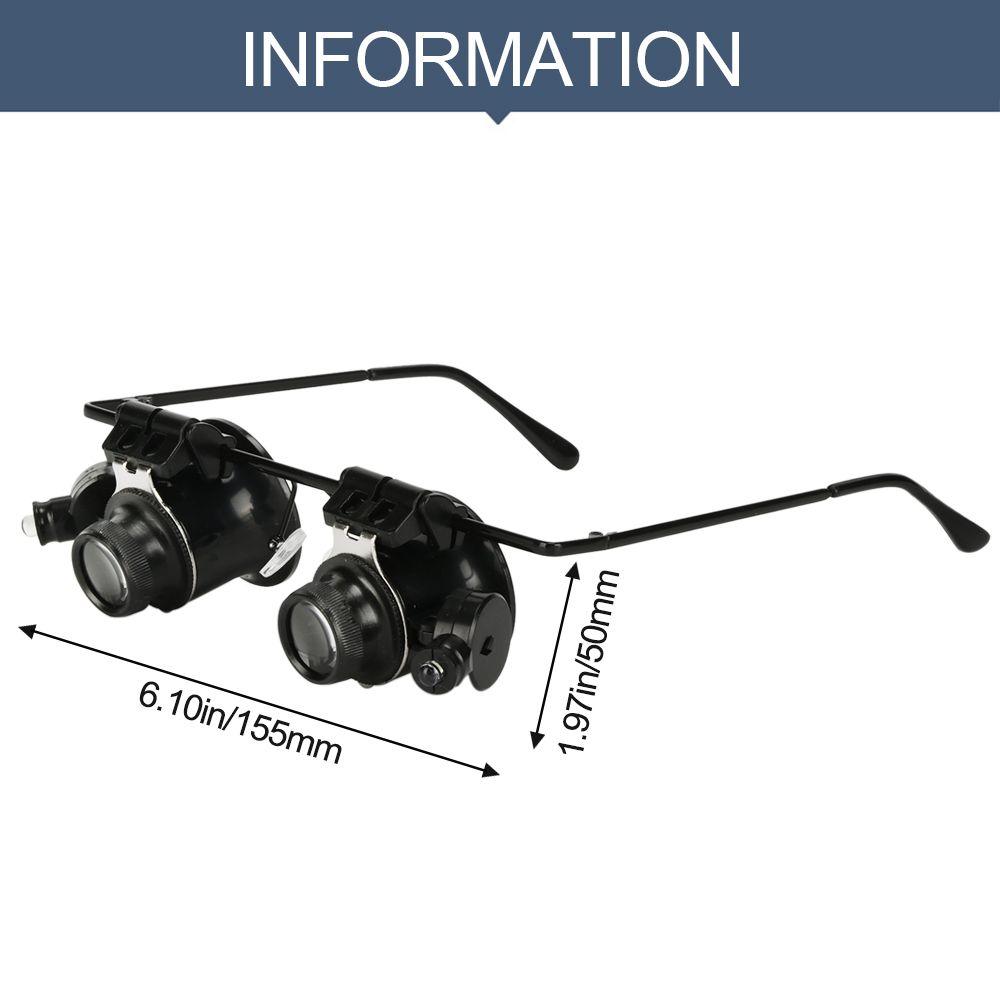 Head Mounted Professional With LED Lights 20X Magnifier Jeweler Inspect Tool Watch Repair Double Eye Glasses Type