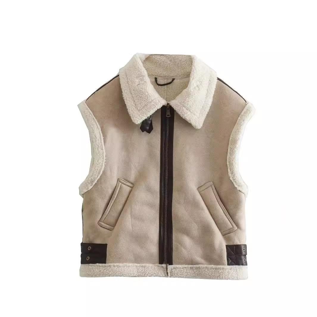 

Осень-зима, новое женское теплое меховое интегрированное флисовое пальто без рукавов, жилет, куртка L