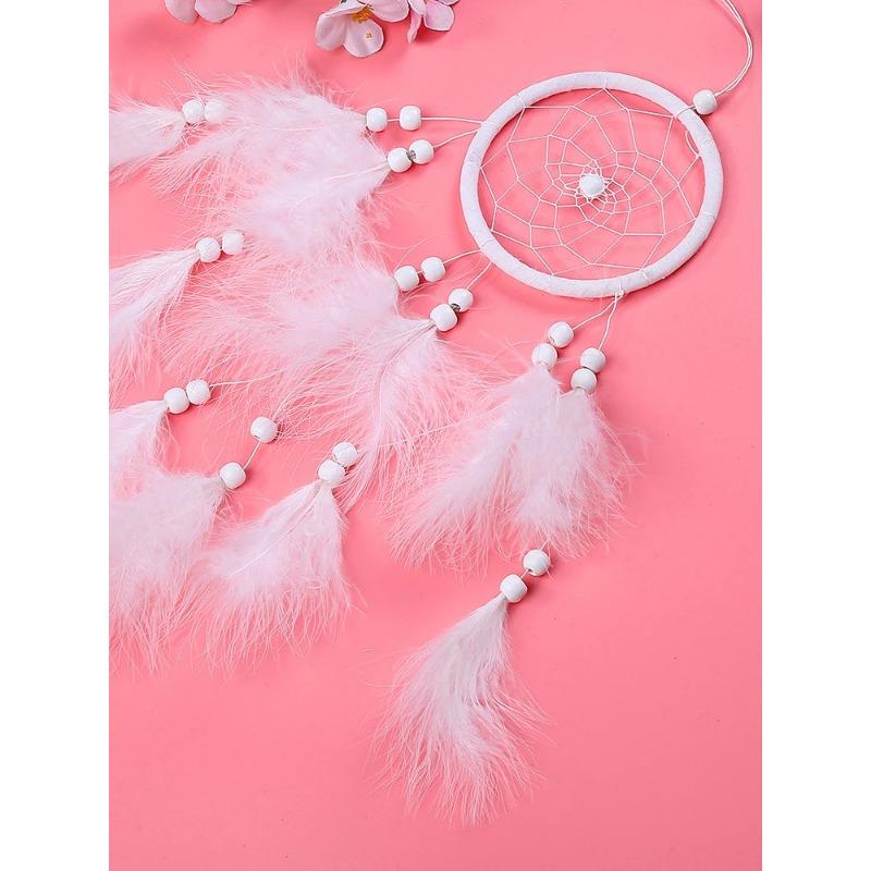 White Dream Catcher Wind Chime Creative Hand-woven Feather Car Pendant Bedroom Garden Outdoor Hanging Ornaments Home Decoration
