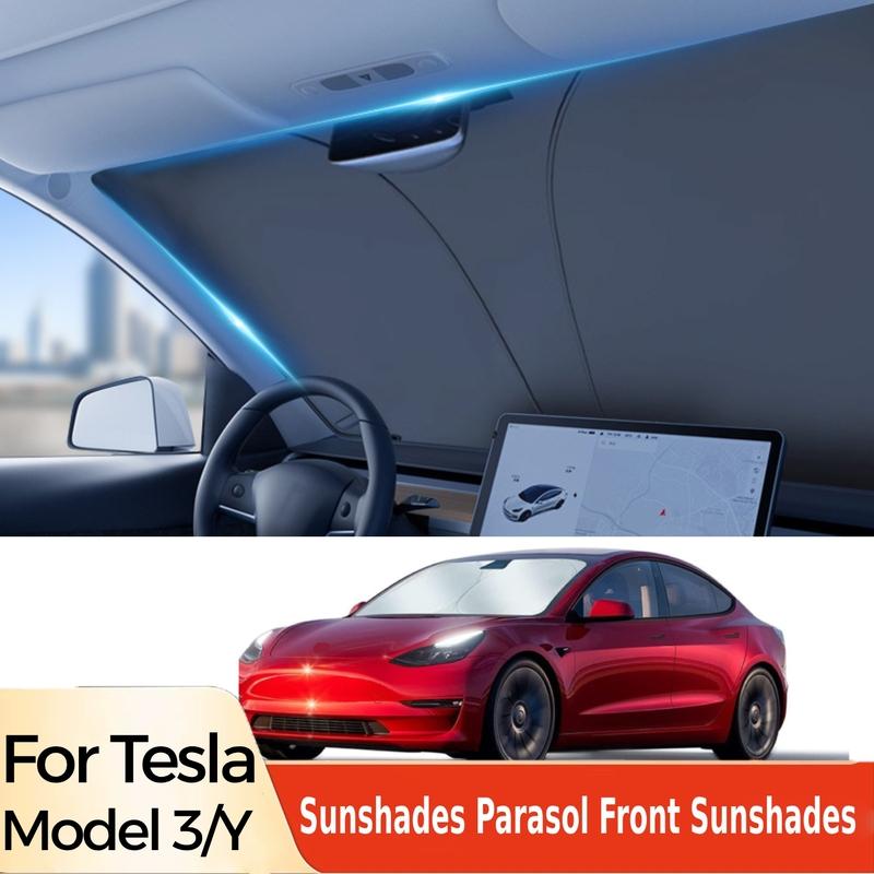 For Tesla Car Windshield Sunshade Folding Front Window Sun Shade Cover Heat Protection Visor For Model Y Model3 2024 Accessories