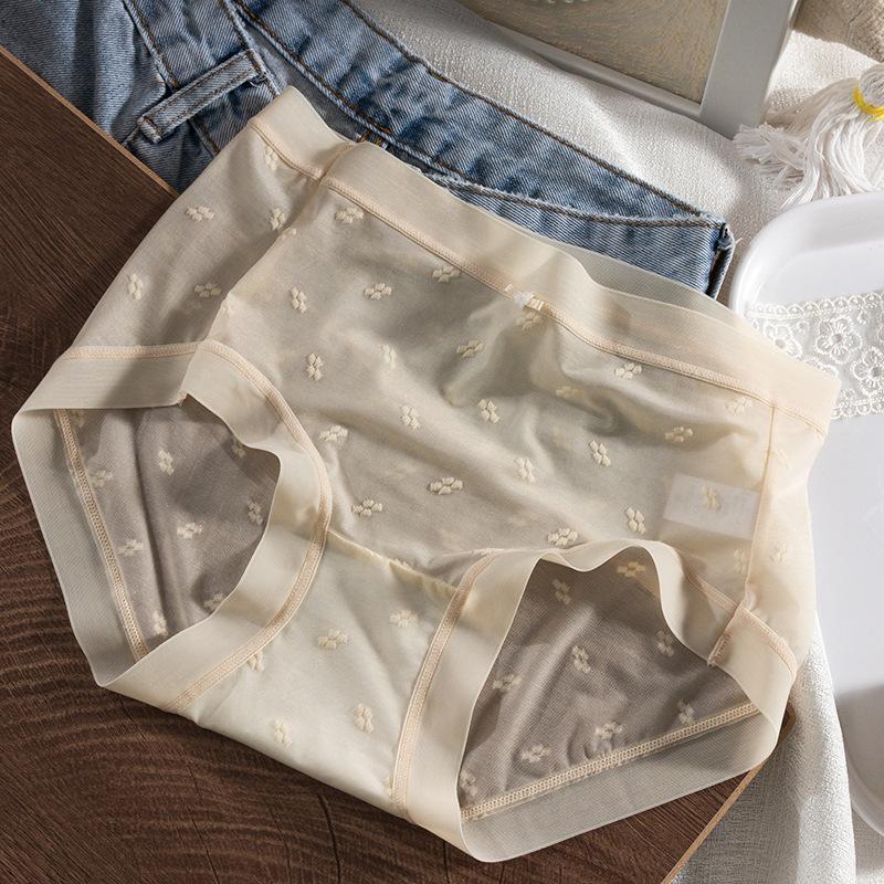 Summer Ice Silk Panties Women's Underwear Antibacterial Crotch Lace Traceless Breathable Quick Drying Sexy Panty