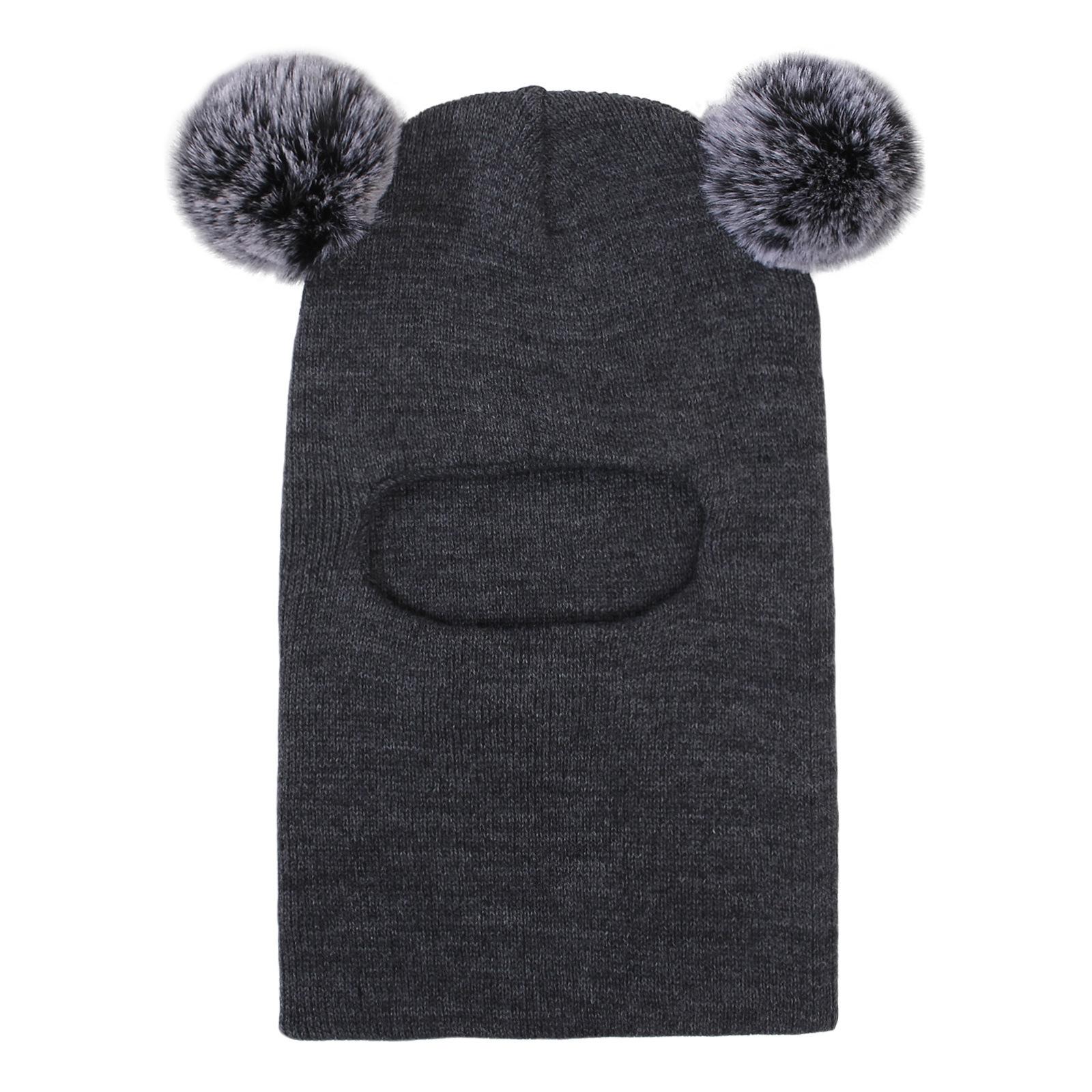 

Fleece thickened ear protector pullover hat, warm knitted wool hat for boys and girls in winter темно-серого