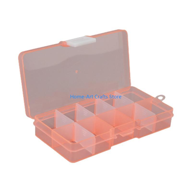Y3NA Clear Plastic Storage Box 10 Compartment with Sealing Lid Container for Case for Small Jewelry Ring for Pill Multicolor