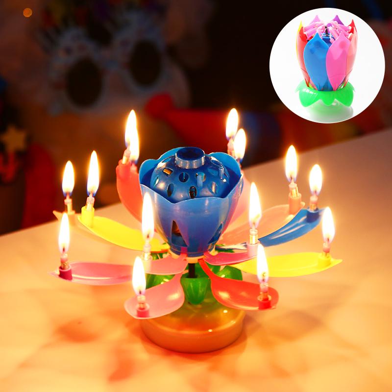 Musical Rotating Lotus Birthday Cake Candle - Sings & Blooms, Perfect for Kids & Celebrations