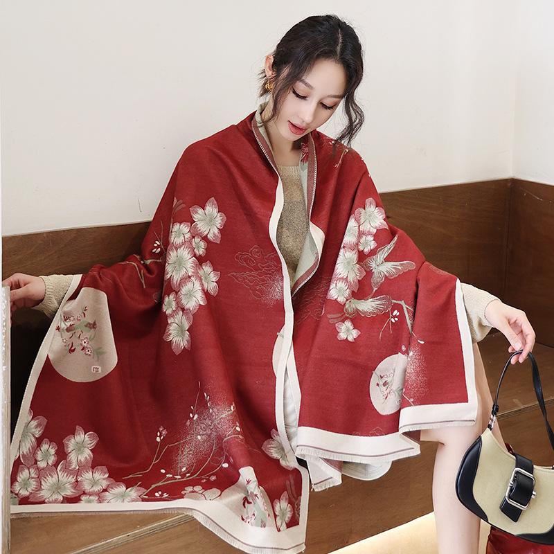 Women S Thick Warm Vintage Faux Cashmere Scarf Shawl Versatile All Season