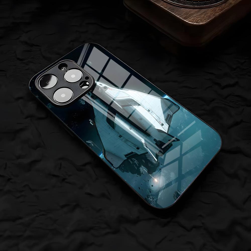 

Чехол для телефона S-Star C-Citizen для iPhone 17 Air 16 E Pro Max 15 14 13 Mini 12 Pro 11 Max Plus Черная стеклянная крышка iPhone 16