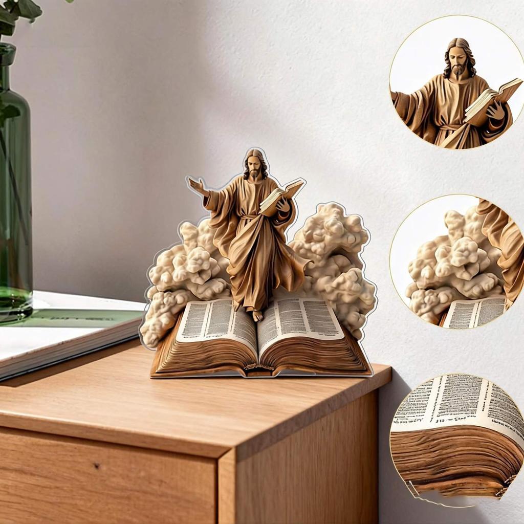 Jesus Ornament Sign Baptism Gift Sunday School Acrylic Nativity Saint Collection Home Decoration Book Bible 2D Flat