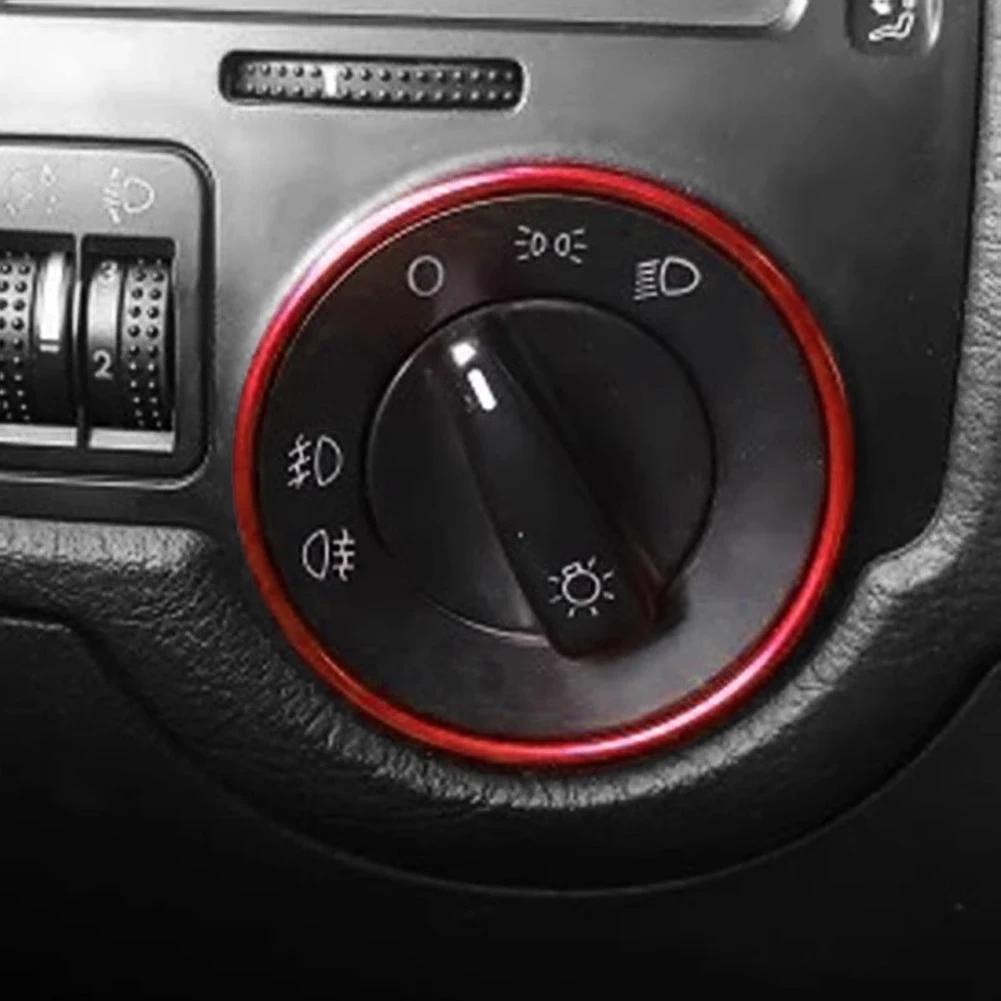 Car Headlight Switch Decorative Frame Trim Ring Sticker Fit for Volkswagen VW Golf Jett MK5 MK6 Passat B6 B7 CC Touran Tiguan