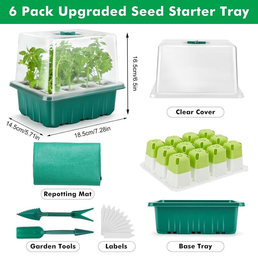 12 Holes Nursery Seedling Dish Seedling Starter Trays Garden Nursery Pot Greenhouse Seeding Germination Kit Home Garden Supplies