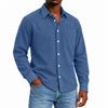 Men's Linen Collared Long Sleeve Shirt for Spring and Fall Casual Daily Wear