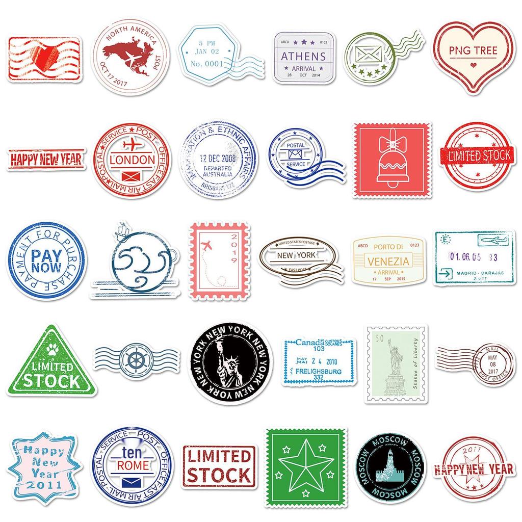 116 Retro Postmark & Fresh Cartoon Graffiti Stickers for Water Bottles - DIY Guka Style