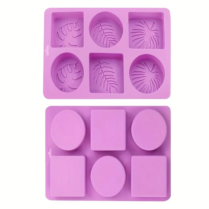 Round and Square Leaf Silicone Soap Mold Handmade Soap Making Supplies Diy Plaster Resin Candle Kit Cake Baking Tools