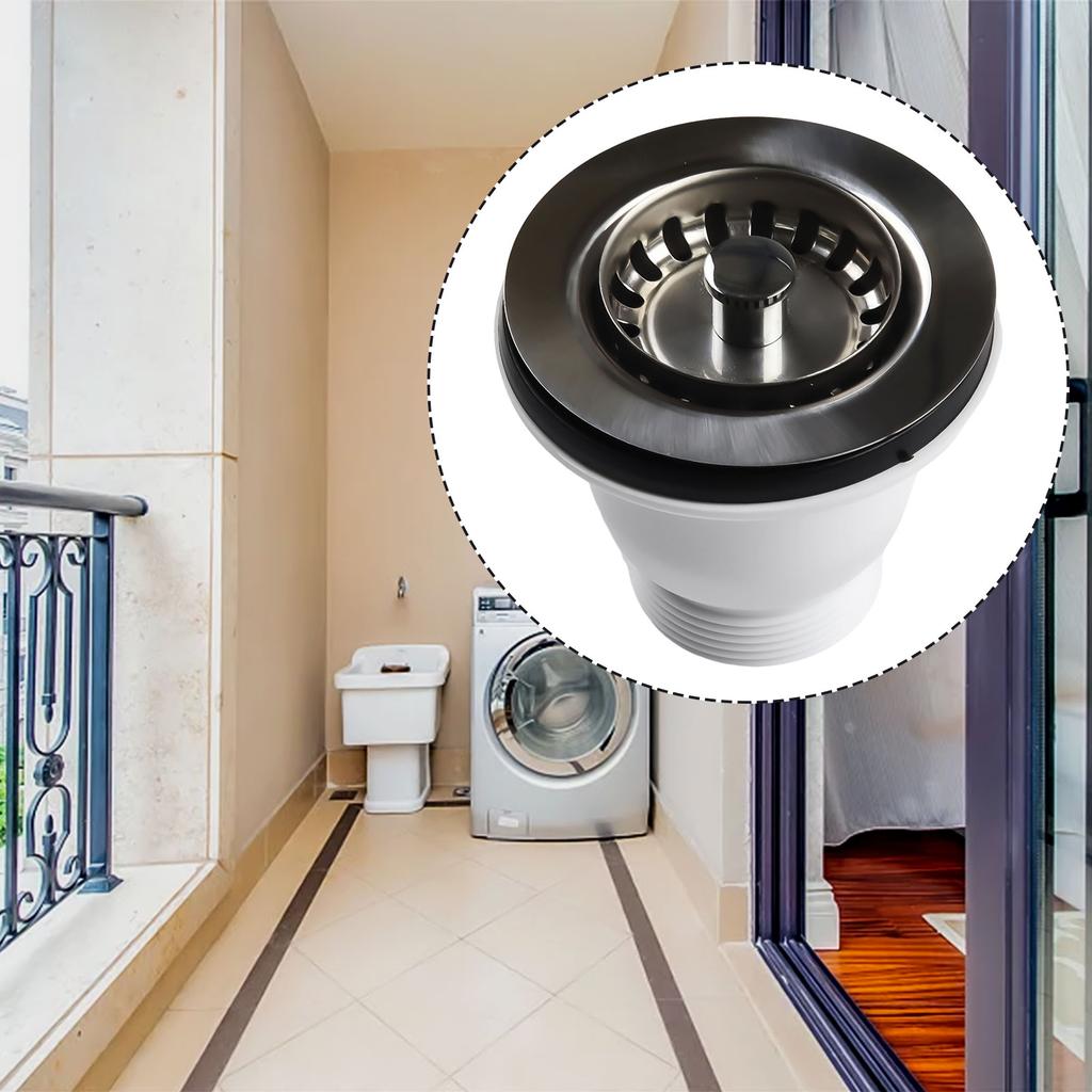 Kit Sink Strainer Modern Opening 60mm Silver Stainless Steel