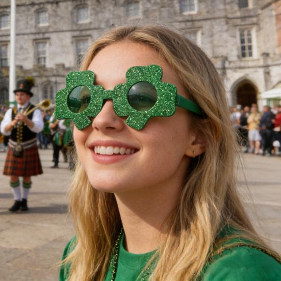 Aziz Patrick Günü Gözlükleri Simli Yonca Bira Şişesi Gözlükleri Yeşil Şanslı İrlanda Temalı Fotoğraf Kabini Aksesuarları Ev Partisi Hediyelikleri İçin