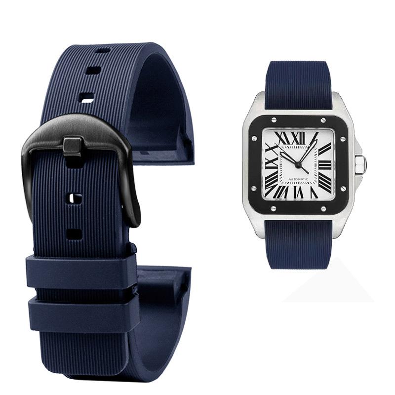 

Класичний 20 23 мм ремінець для годинника Cartier Santos Sandoz Santos 100 Series Силіконовий ремінець для годинника Гумовий для чоловіків і жінок Аксесуари для годинників 20mm
