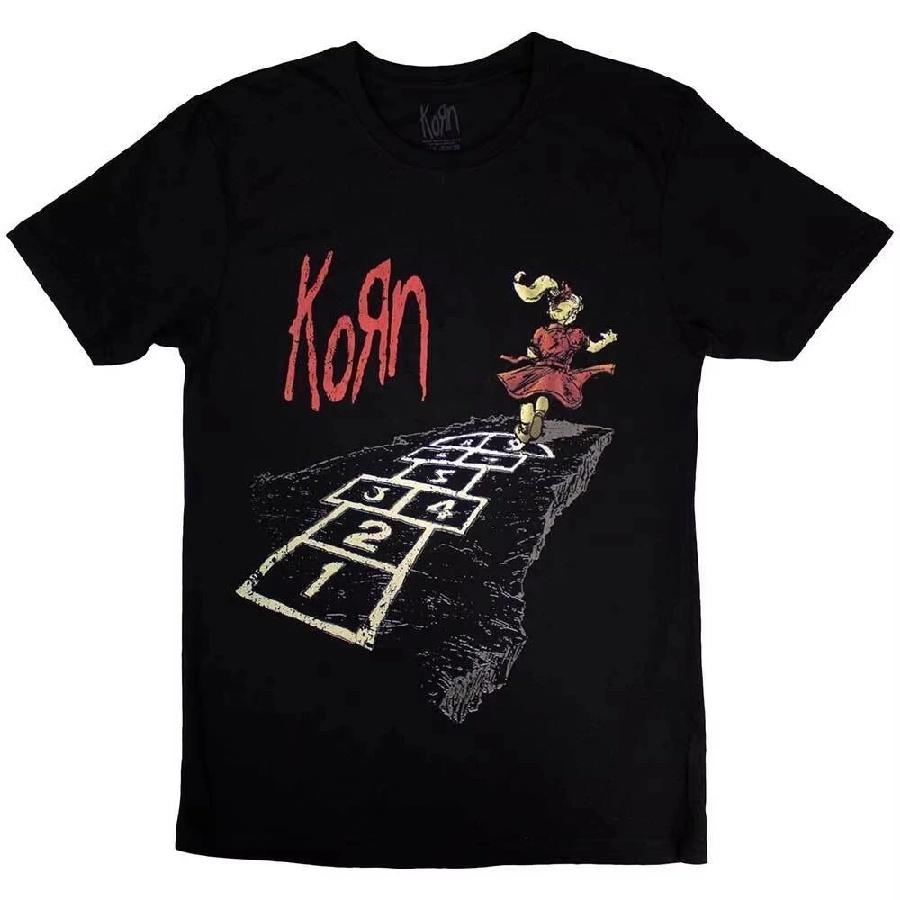2025 Hot Sale Cotton T Shirt Korn Follow The Leader Hopscotch Black Women's and Men's Printed T-Shirt NEW OFFICIAL Unisex