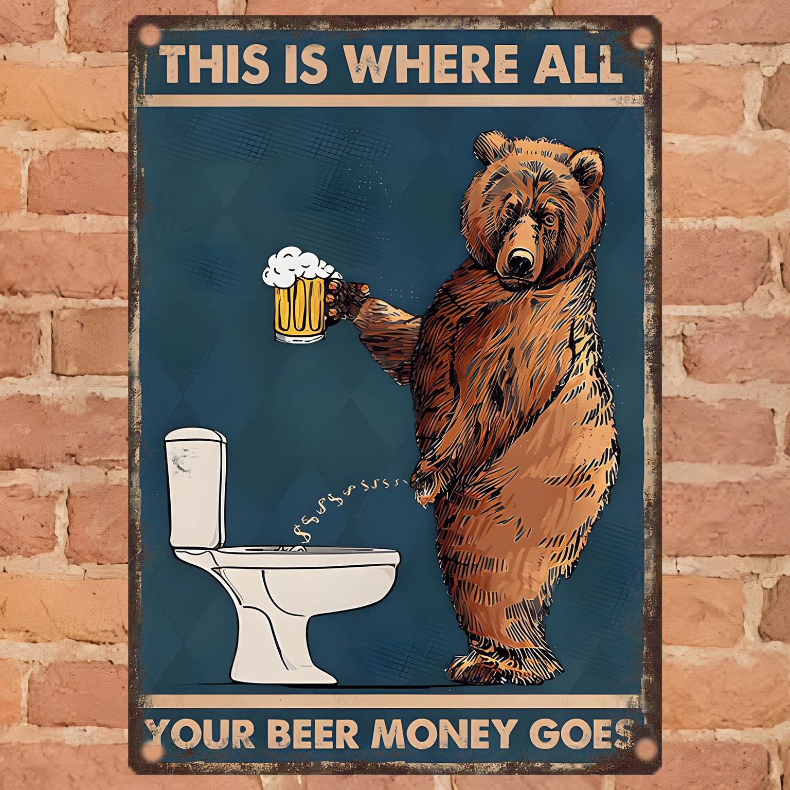 

VintageStyle Metal Wall Sign This is Where All Your Beer Money Goes Quote Horizontal Oblong Framed Poster with PreDril aluminum 20x30cm