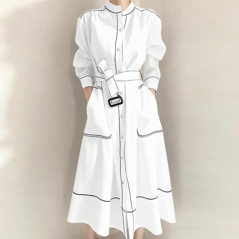 ZANZEA Women Casual Round Neck Solid Color Long Sleeve Loose Dress