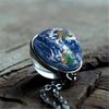 Planète Terre Soleil Galaxie Boule de Verre Double Face Accessoires Polyvalents pour Femmes Collier Pendentif Mode