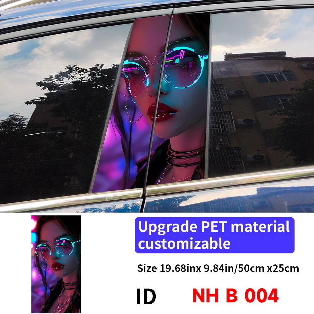 Cyberpunk Girl Car Stickers Waterproof DIY Auto B-pillar Protective Decor Cover Scratches Universal Vehicle Decals Accessories