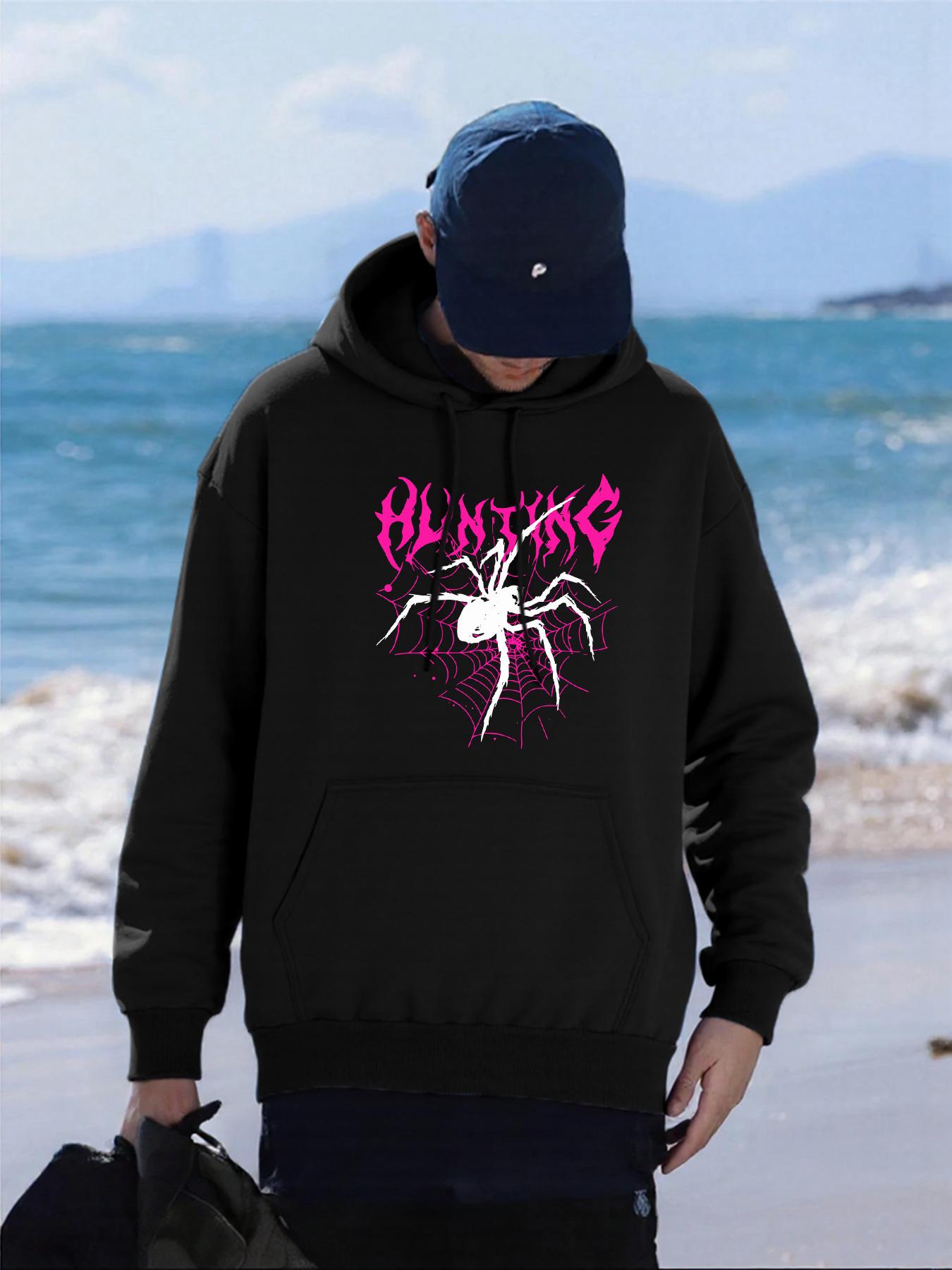 

Hunting Spider Creative Pattern Mens Hoodie Oversized All-Match Hoody Autumn Fleece Clothing Pocket Comfortable Male Streetwear 3XL